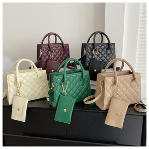 IStapromo Gifts Luxury Embroidery Rhombus PU Leather Shoulder Bags Female Pure Color Cross Bags Fashion Girls' <b>Handbag</b> - Product Image 2