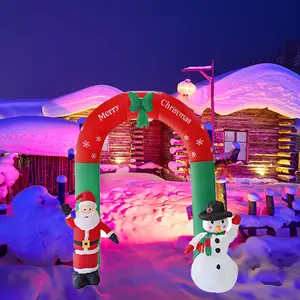 Ornamen dekorasi Natal Santa Claus dengan lampu Natal LED navidad manusia salju tiup Natal