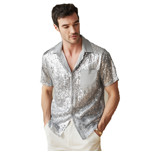 Camisa de Manga Corta con Lentejuelas de Poliéster para Hombre, para Actuaciones en Escenario, de East Costumes - Product Image 5