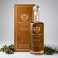 Bouteille de whisky en verre super-flint de 750 ml avec bouchon, design de logo personnalisé de luxe, boîte d'emballage, spiritueux, liqueur, vente en gros, OEM