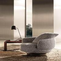 Italienisches Modernes Design Metall-Stoff-Sessel für Wohnzimmer, Büro, Schlafzimmer, Drehstuhl, Sofa, Lounge, Freizeit-Relaxsessel, Kontinuierlich Verstellbar