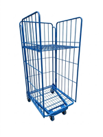 Chariot de manutention pliable robuste à 4 roues en acier pour entrepôt et logistique