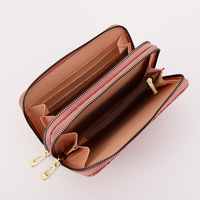 Portefeuille long pour femme tendance en PU, portefeuille à double fermeture éclair, porte-cartes, Carteras Para Mujer