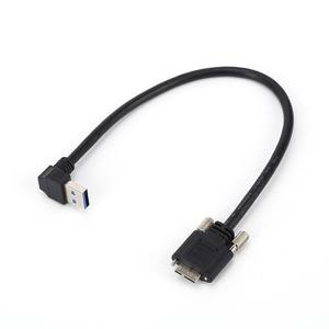 Cable USB 3.0 de 5 Gbps, Tipo A a Micro B en Ángulo Recto de 90 Grados, con Montaje en Panel y Bloqueo, Transferencia de Datos - Product Image 4