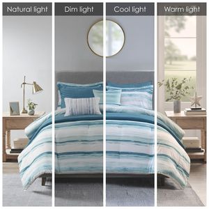 DB Floral Solid Pattern 8-Piece Printed Seersucker <b>Comforter</b> Quilt <b>Set</b> King Size Woven Cotton Silk Filling for Home Wedding Use - Product Image 5