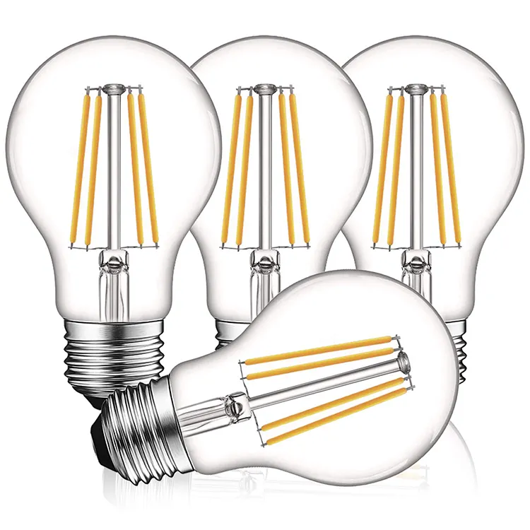 Оптовая продажа на заказ A60 60 мм E26 E27 2700k 3000k 120v 220v Мягкий теплый белый Edison прозрачная Светодиодная лампа накаливания светодиодные лампы