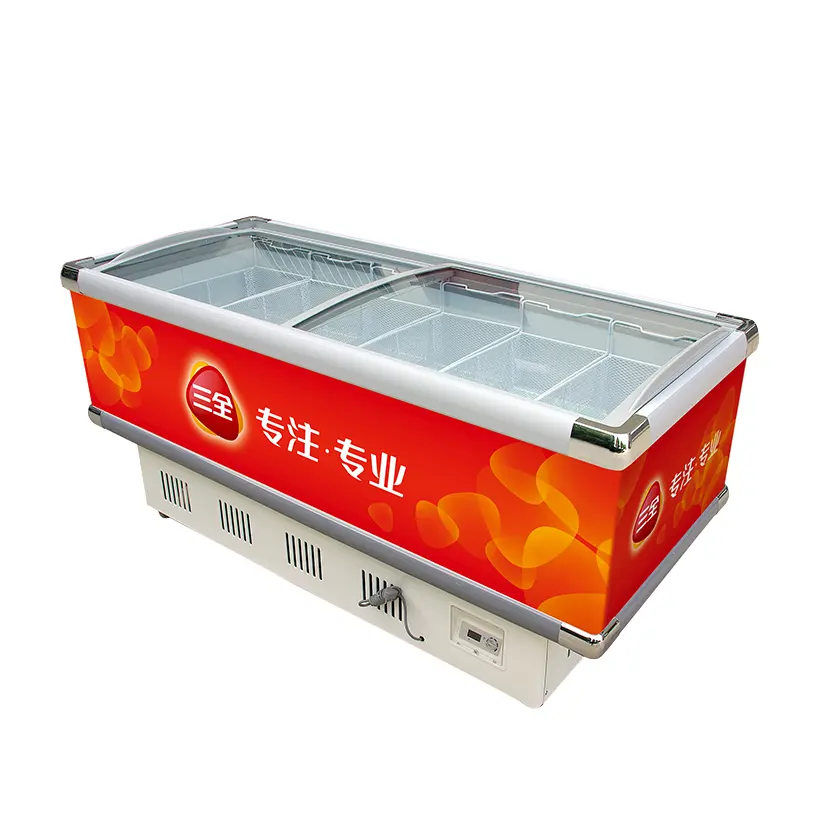 Commercial deep chest freezer Supermarket ice cream display freezer Top sliding glass door