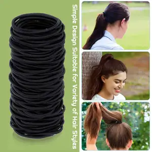 SongMay-Rubber эластичные резинки для волос для женщин и детей, многоцветные, без металла, веревки черного цвета, держатели для конского хвоста, 4 мм, 2 мм