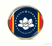 GREPAS GIFTS Épinglette drapeau du Mississippi ronde de 1 pouce, épinglette patriotique mondiale pour chapeau