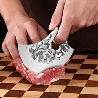 Couteau de boucher à motif de marteau de couperet à viande forgé en usine couteau de coupe de couteau d'extérieur avec étui en cuir pour le camping et la chasse
