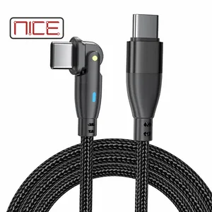 Type c 180 degree 60w fast charging cable lightning led charging cable