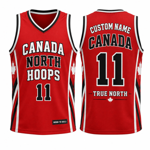 Maillot de basket-ball personnalisé Canada – Nom et numéro de l'équipe – Maillot de sport en mesh – Tenue d'ambiance d'équipe pour hommes, femmes et jeunes - Product Image 4