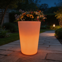 Pot de fleurs décoratif LED rond de 30 cm, rechargeable, RGB, télécommande, pour Noël, patio, centre de table