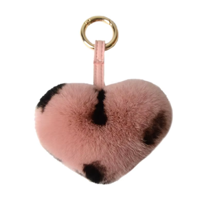 Vente chaude en vrac en forme de coeur fourrure pompon porte-clés moelleux personnalisable personnalisé - Product Image 4