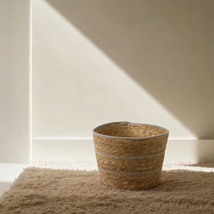 Woven <b>Basket</b> Round Handmade Floor Storage For <b>Small</b> Potted Plants Decorative Plant Pot Cover - Product Image 1