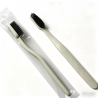 Brosse à dents jetable biodégradable à prix abordable en paille de blé écologique pour hôtels, maisons d'hôtes et spas