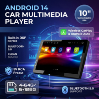 Reproductor Android para Auto de 10.1 Pulgadas con Android 15, DSP, Doble Micrófono con Reducción de Ruido, 8 Núcleos, Pantalla Multimedia Universal para Pedidos de Distribuidores