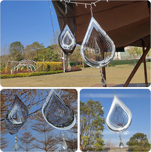 Wind Spinner 3D Wind Sculpture Water Droplets Wind Spinners Hanging Garden Decoration Bird Devices Deterrent to Scare Birds Away - Product Image 4