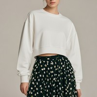 Sweat-shirt court pour femme, coupe ample, 500 g/m², 100 % coton, non doublé, avec logo brodé personnalisé, pour la mode streetwear