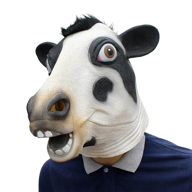 Cute Cow Mask Birthday Party Supplies Funny Animal Masks Cartoon Kids Party Dress Up Costume Zoo Jungle Mask Cosplay Decoration
