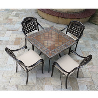 Muebles de Patio, Juegos de Muebles de Jardín para Exteriores, Mesa de Azulejos de Cerámica y Silla Moderna de Aluminio