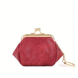 Retro Vintage Style New Compact Cute Clutch Simple Pu Leather <b>Small</b> Wallet With Keychain Coin <b>Purse</b> Kiss Lock Design - Product Image 5