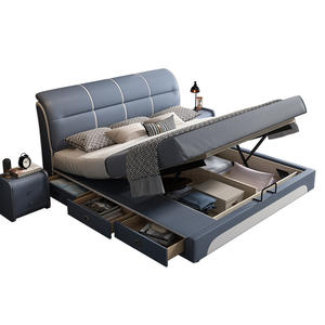 Лидер продаж, роскошные современные двуспальные кровати размера «King-Size», мягкие кровати из массива дерева, мягкие кровати с мягкой обивкой, наборы мебели для спальни, дома - Product Image 5