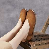 Nouvelles chaussures plates décontractées en cuir véritable pour femmes, antidérapantes, confortables, style rétro, pour un usage quotidien