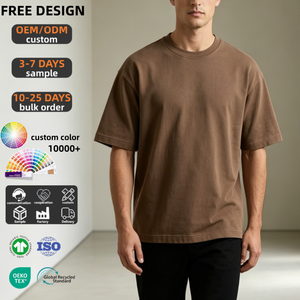 T-shirt Oversize in Cotone Pettinato Marrone Caffè 300GSM per Forniture all'Ingrosso e Branding Aziendale - Product Image 1