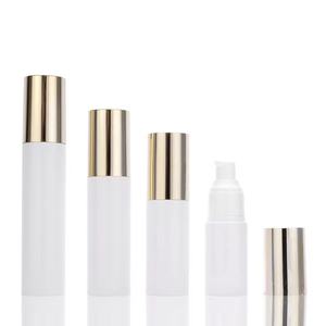 1 унция 50 мл 60 мл 80 мл 100 мл Роскошная Красивая Косметика прозрачная белая пластиковая сывороточная бутылка с золотым насосом Золотая Лидс - Product Image 1