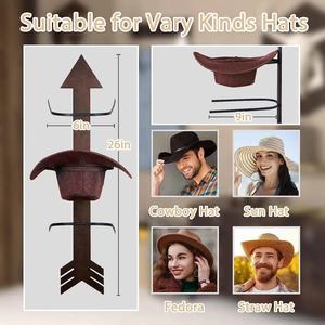 Wooden Cowboy Hat Storage Rack <b>Wall</b> <b>Mounted</b> 3 Tier Geometric <b>Shelf</b> For Living Room - Product Image 5