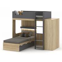 Lit superposé en bois et métal pour école, design moderne, bibliothèque, tête de lit, dortoir, double étage, usage commercial
