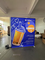 Boîte à lumière modulaire portable en forme de L à double panneau pour stand de bubble tea
