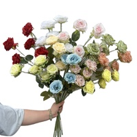 Flores Artificiales de Seda, Rosas de Té de 5 Cabezas, Rosas Parisinas para Decoración de Bodas, Pasillos, Fondos y Paredes; Calidad de Exportación