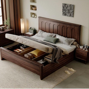 Letto Matrimoniale Stile Antico Francese 1,8m, Design Semplice e Retrò, Letto Nuziale con Nucleo in Legno di Pesco Affumicato, Design Moderno e Morbido - Product Image 6