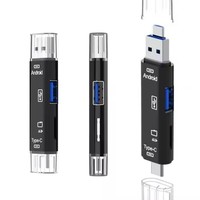 Lector de tarjetas multifunción 5 en 1, adaptador USB2.0 OTG, tarjeta de memoria TF, adaptador de unidad Flash USB tipo C para computadora Android