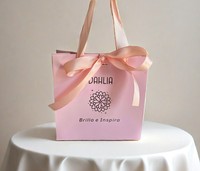Sacs d'expédition roses de luxe avec logo personnalisé imprimé petit sac d'emballage bijoux shopping sacs-cadeaux avec nœud de ruban pour les petites entreprises