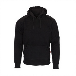 Sweat-shirt à capuche noir personnalisé pour homme, coupe classique, en molleton de coton, manches raglan, poche, décontracté, pour l'automne - Product Image 1