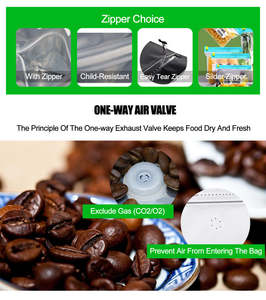 Bolsa de café de 200 gramos respetuosa con el medio ambiente, paquete de café con fuelle lateral biodegradable, bolsa de café resellable con válvula y cremallera superior - Product Image 6