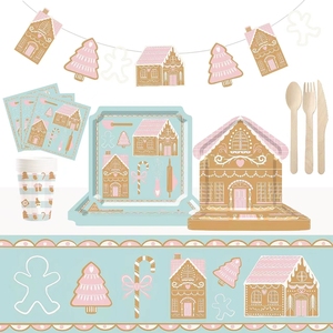 DAMAI Gingerbread House Shaped Paper Plate <b>Set</b> Christmas Party Supplies Table Decorations Christmas Disposable <b>Dinnerware</b> - Product Image 2