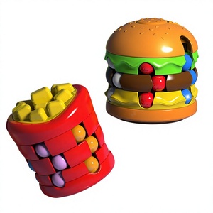 Mainan Edukasi Anak TikTok Viral <span class=keywords><strong>Burger</strong></span> Magic Bean Cube Fries Rotating Ball Plastik Pereda Stres Fidget Spinner - Product Image 1