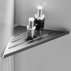 新设计枪灰色不锈钢转角浴缸淋浴罐储物收纳器酒店浴室搁板