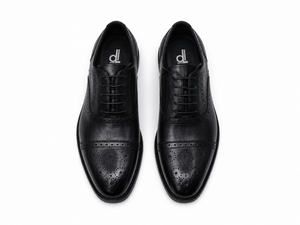 รองเท้าหนังแท้ผู้ชายสีดำแบบ Brogue หัวปิด ปิดเชือก ยางพารา พื้นรองเท้าทำจากยาง เหมาะสำหรับใส่ทำงาน ธุรกิจ งานทางการ ทุกฤดู ขายส่ง - Product Image 5