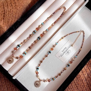 Colliers à perles colorées de style bohème pour femmes, plaqués or 14 carats, en acier inoxydable 316L PVD, avec pendentif - Product Image 4