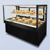 Vitrine réfrigérée intégrée sans cadre à simple couche sur mesure pour gâteaux à la crème fraîche