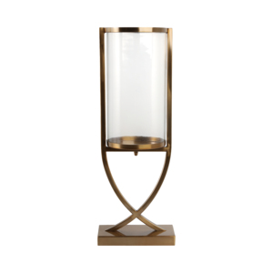 Metal And Glass <b>Hurricane</b> <b>Candle</b> Holder Contemporary Pillar Candlestick For Table Centerpiece Elegant Decor - Product Image 1