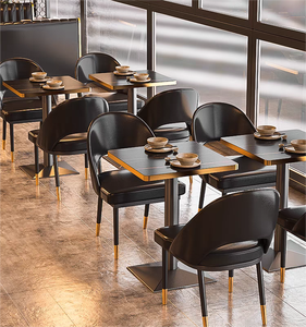 Asientos de Restaurante Modernos en Oferta, Muebles de Restaurante de Color Negro, Juego de Mesa y Sillas de Cuero para Restaurante de Comida Rápida - Product Image 5