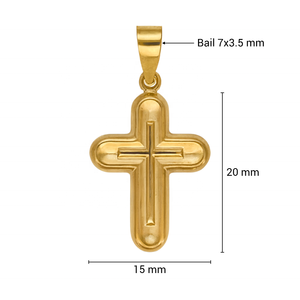 Colgante de Cruz Grande de Oro de 14K, Hecho a Mano, Ornamental, Decorativo, Unisex, Amuleto Religioso Elegante para Mujeres y Hombres - Product Image 4