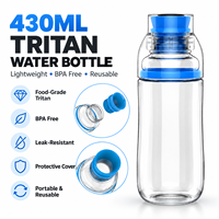 Bouteille de sport Tritan de qualité alimentaire pour la rentrée scolaire, motif fruits mignon, sans BPA, réutilisable, avec couvercle à boire directement, 430 ml, joint en silicone