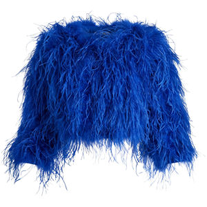 YR1043 Aceptamos Personalización de todo tipo de productos de plumas de avestruz Chaqueta de avestruz real - Product Image 1